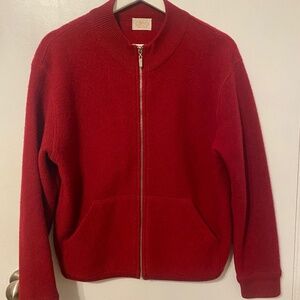 Cleo Red Wool PETITE zip bomber sweater Size M